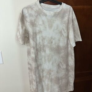 a new day Women’s Short Sleeve Tie-Dye Tshirt dress in Cream and Blush Pink